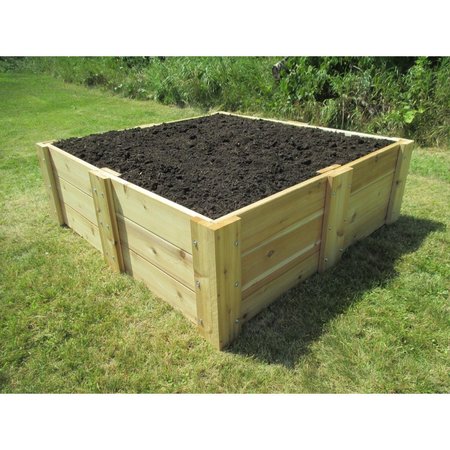 PATIOPLUS Deep Root Cedar Raised Garden Bed, 4 ft. x 4 ft. x 16.5 in. PA2653271